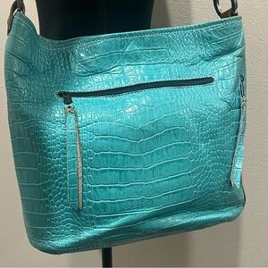 Moon Struck Turquoise/Brown Leather Concealed Carry Handbag One Of A Kind
